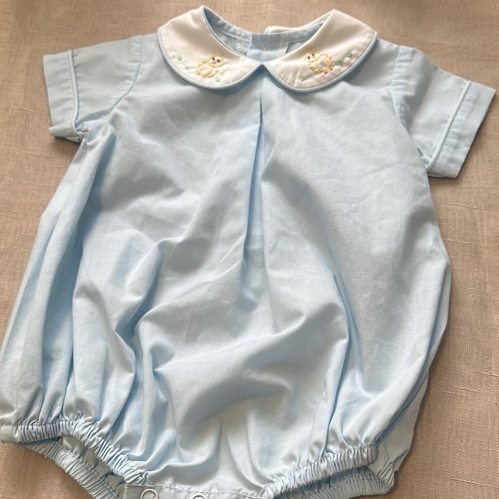 Adorable Light Blue Romper with Chick Detail